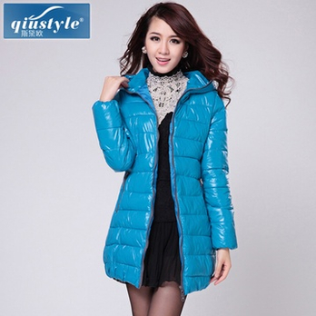 qiustyle2013秋<em>冬装</em>新款女韩版加厚长款<em>连帽棉</em>