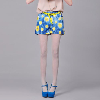 榭都<em>设计</em>师原创 A字型太阳花<em>印花</em>百搭通勤中腰