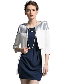 Vero Moda条纹拼接修身<em>开身女</em>风衣外套C(奶白