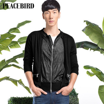 <em>太平鸟</em>男装<em>2014</em>春装新款 男士时尚圆领<em>开衫</em>/针