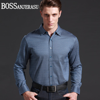 BOSS专柜正品2014商务男装条纹衬衫男长袖