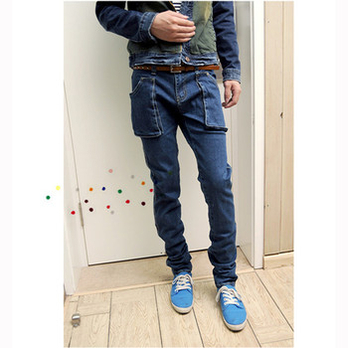 新款最流行大口袋微跨男士牛仔裤 韩版潮流型