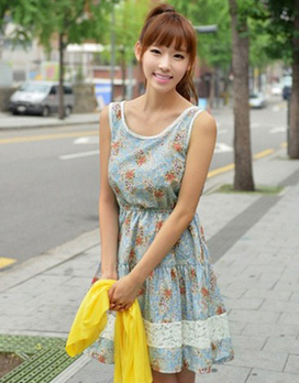 时尚风花纹<em>淑女型连衣裙</em>