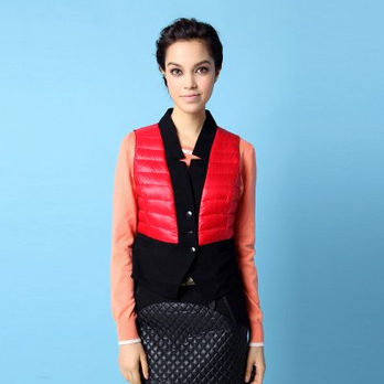 <em>雅鹿</em>2013新款<em>女针织</em>相拼接羽绒<em>背心马甲</em>女款