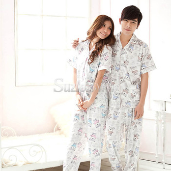 苏泽尔<em>夏季</em>优质<em>棉短袖男</em>女士家居服 情侣<em>睡衣</em>