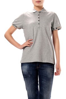 巴宝莉\/博柏利 烟灰色 棉质 经典格纹包边 女士