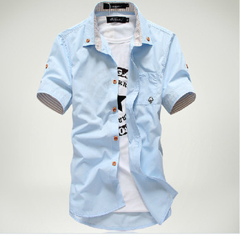 2014夏季新款男士短袖衬衫 男款休闲衬衣 韩版