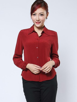 FINITY / 100%桑蚕丝<em>翻领</em>长袖<em>衬衫</em> - <em>衬衫</em>/<em>女士</em>