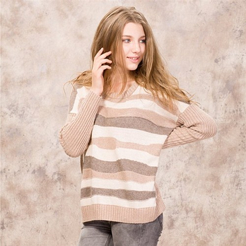 佐丹奴 女装 优质条纹<em>织花</em>圆领<em>毛衣</em>013525900