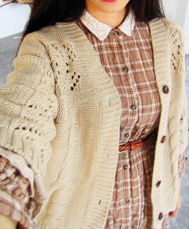 森林系森女<em>秋冬</em>新品蕾丝花边<em>女款毛衣开衫外套</em>