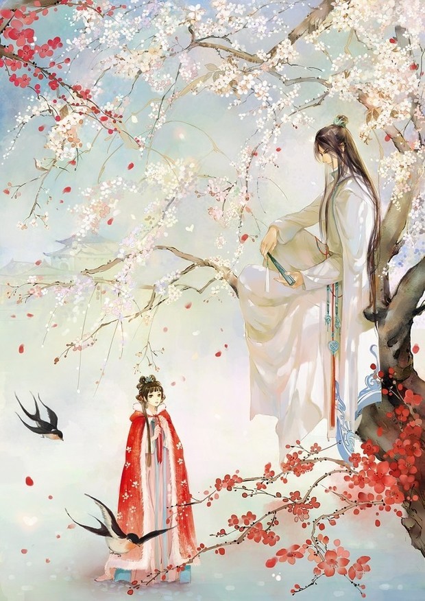 求好看的古风女图,一男一女对望图图片