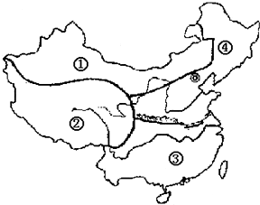 读图中国四大地理区域划分图,完成下列问题.