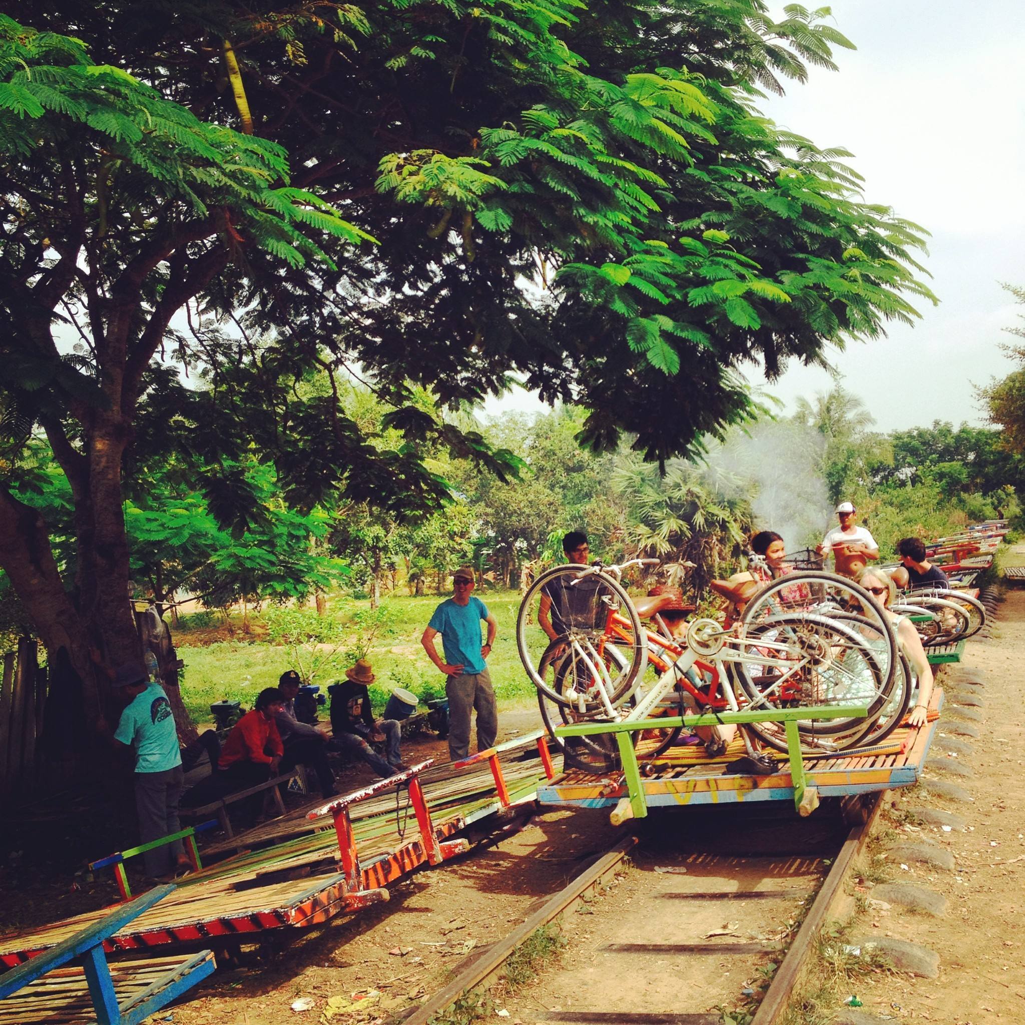 世上独一无二的竹火车就在柬埔寨,司机用根竹竿撑着前进,坐一次