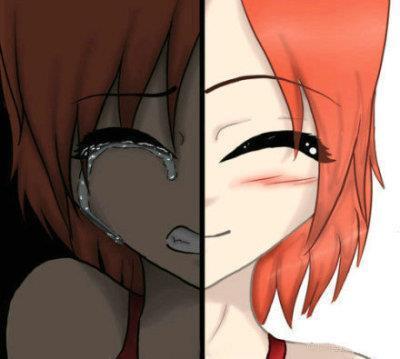 求一张左脸是笑的,右脸是哭的动画图片_360问