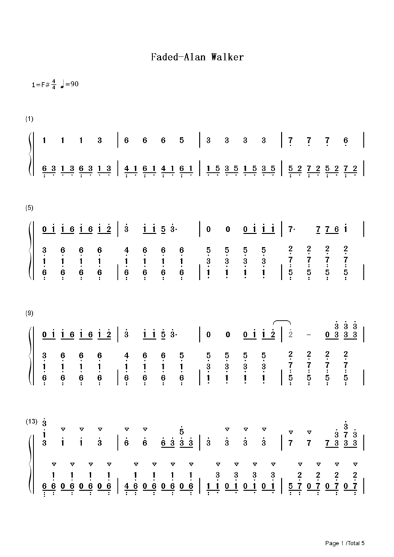 faded简谱