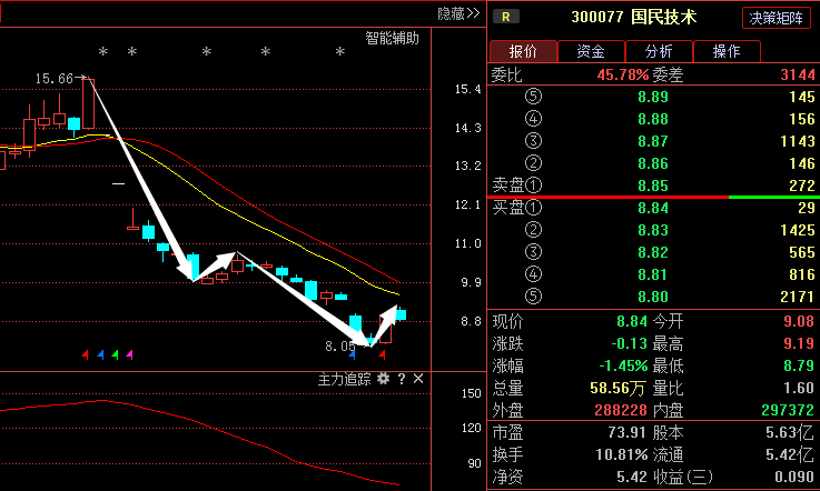 国民技术300077:最新利好消息流出,主力资金异