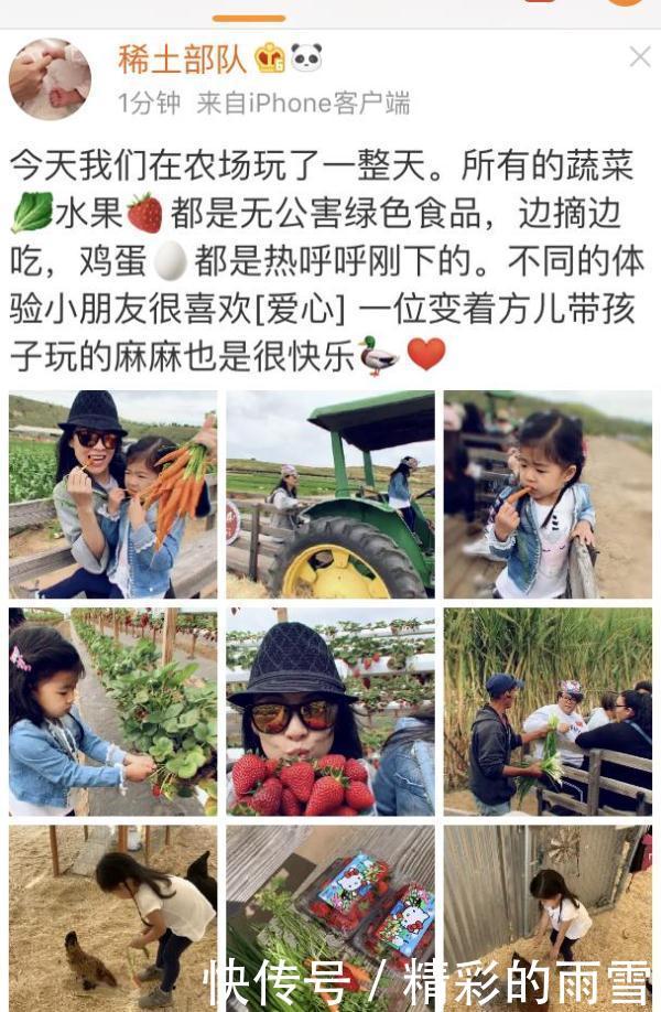 章子怡发微博回应怀二胎,抱着醒醒逛农场,可这