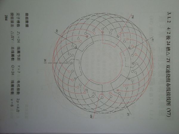 24槽4/2极电机布线图