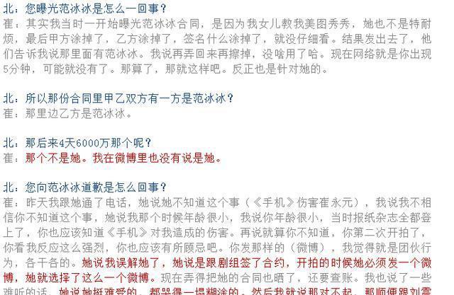 戏剧性变化，崔永元向范冰冰道歉，4天6000万合同不是指的范冰冰