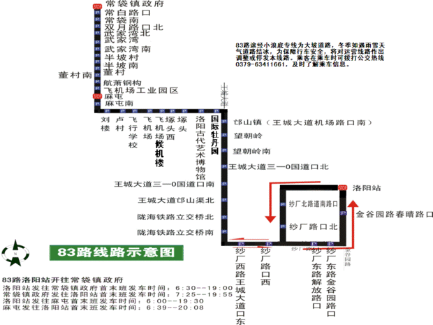 洛阳83路公交车路线到飞机场哪一站下车