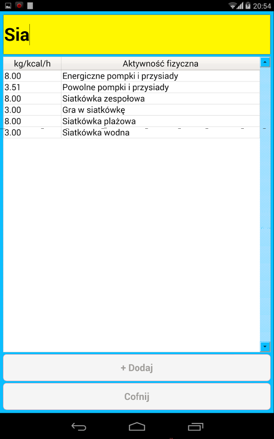 Kalkulator spalania kalorii截图3