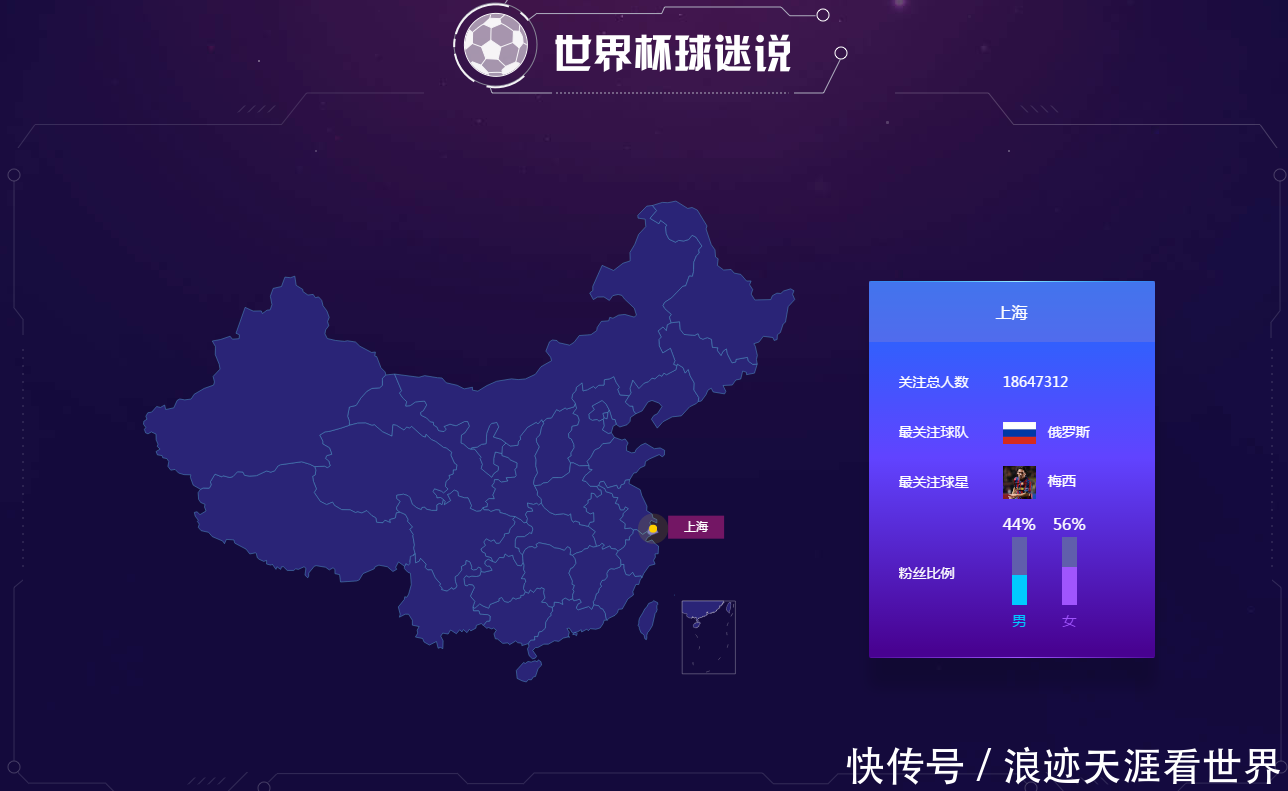 2018世界杯全国女球迷所喜爱球星分布图