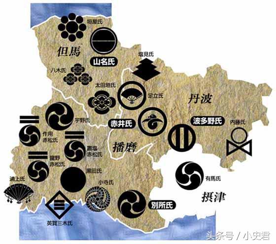 日本战国主要氏族势力分布图、家族标志、靠旗