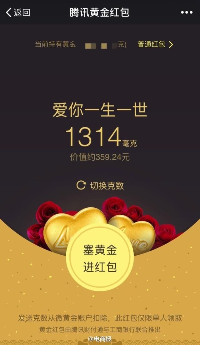 微信红包应景情人节,红包和黄金包提额