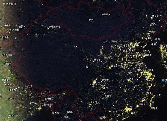 世界各国夜景卫星图对比中国与美国、欧洲还存