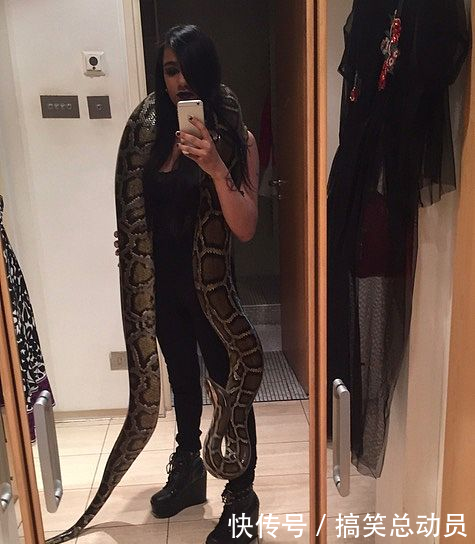 英重口味女子与5米巨蟒同居 共收集16条蛇公