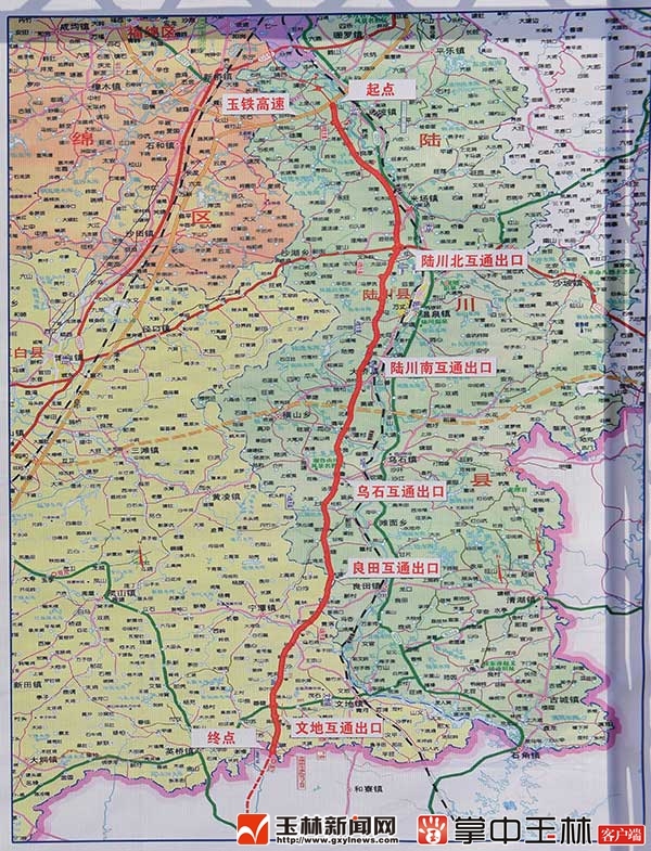 玉湛高速公路路线走势图.(记者 陈伟平 摄)
