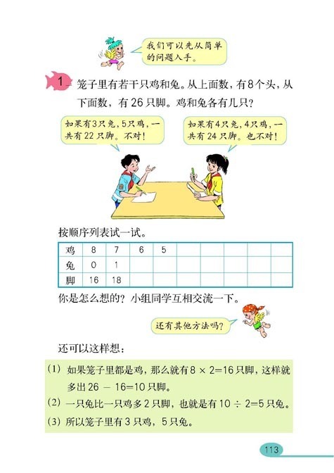 人教版六年级上册数学广角鸡兔同笼的问题