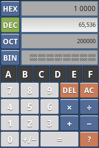 開發者計算器(16進制,2進制,10進制,8進制)截图1