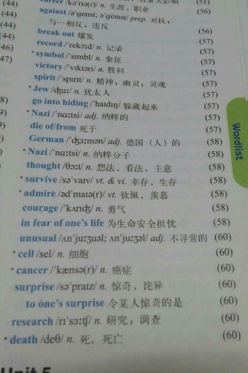 苏教版九年级上册英语书后单词表56至60页的