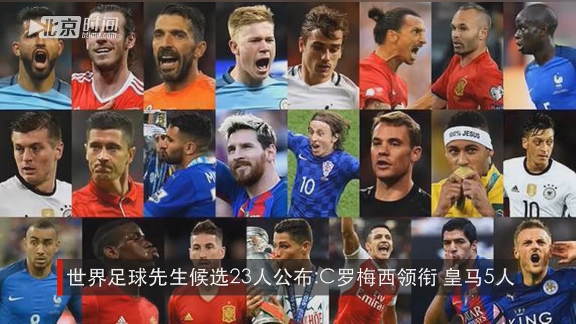 世界足球先生候选23人公布:c罗梅西领衔 皇马5人