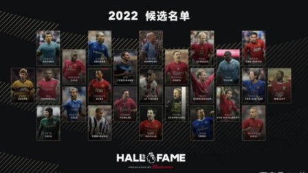 星光熠熠!2022英超名人堂25人候选：阿圭罗、范佩西、欧文