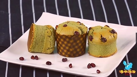 海豚波波聚乐部 波波亲子美食 抹茶红豆蛋糕