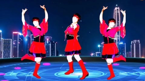 广场舞路灯下的小姑娘
