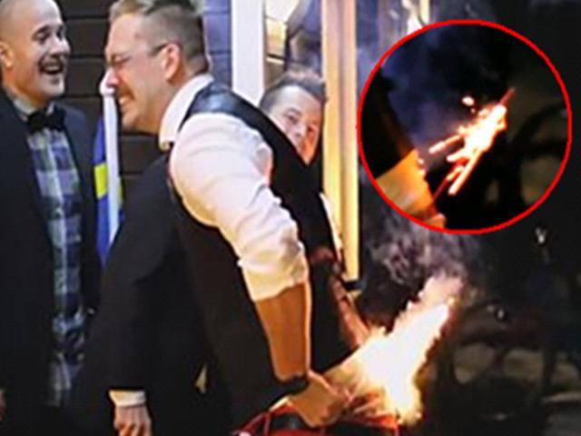 囧人囧事 醉了！国外男子点鞭炮炸裤裆