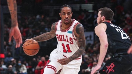 2021-2022赛季NBA集锦 NBA-德罗赞26+6 怀特24+5 公牛6人上双轻取火箭