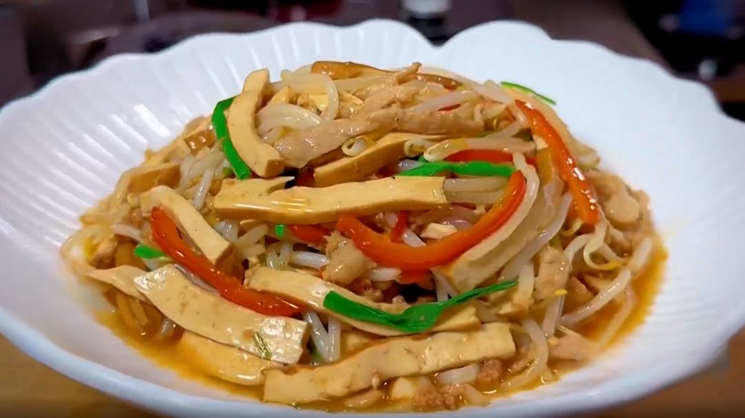 人气美食 秋季餐桌家常菜 豆芽炒香干