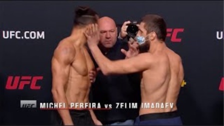 UFC赛前称重仪式，火药味十足，战斗名族果然狠，直接扇巴掌！