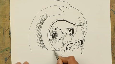 胡思乱画：戴头盔的鱼