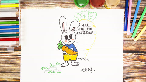白白侠画画 兔兔胡萝卜简笔画