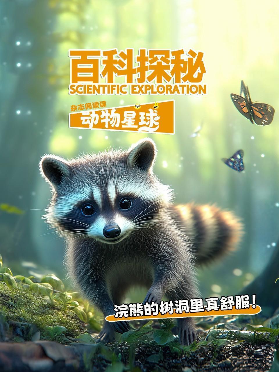百科探秘动物星球：浣熊的树洞里真舒服！