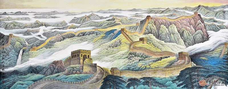 李林宏大尺寸横幅山水画作品中国魂《万里长城》