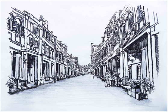 海南人游海南 用钢笔画绘出海口三亚等地优美风景