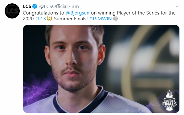 北美法王归来bjergsen当选lcs决赛mvp