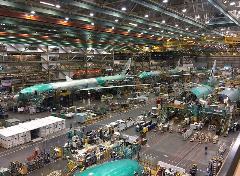 西雅图埃弗雷特的波音工厂建于1967年,是美国最大的喷气式商业飞机的